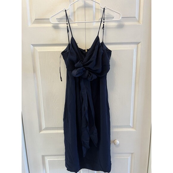 Trina Turk Women's Starry Navy Blue Dress Draped Crepe Tie Front  Size 6 NWT - Picture 6 of 13